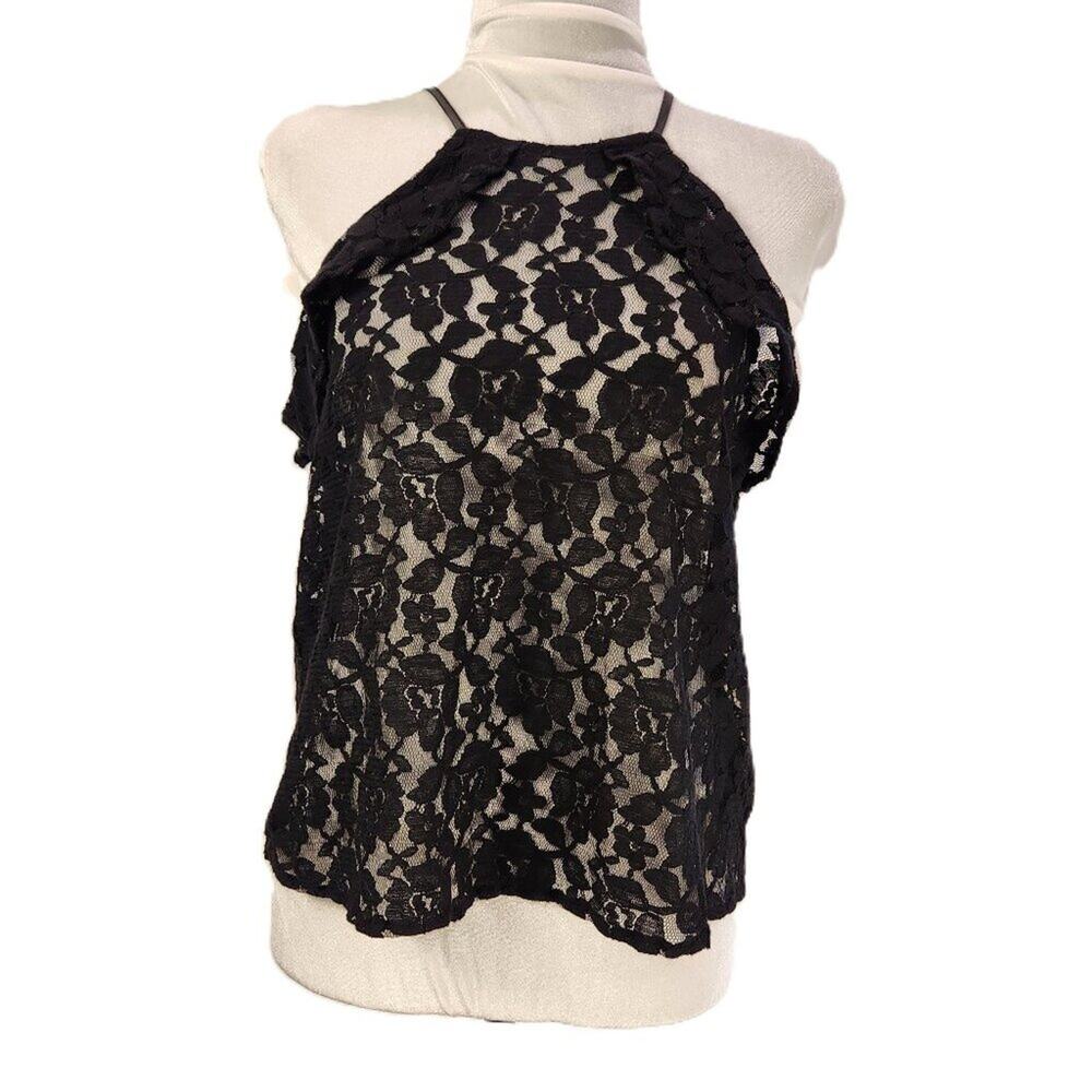 H&M Coachella Black Lace Boho Camisole Festival Top - Women's Size 6